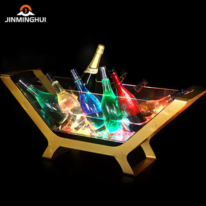 <span class=keywords><strong>Bar</strong></span> klub malam bentuk perahu sampanye emas warna transparan logam terpisah plastik akrilik menyala ember es Led untuk pesta - Product Image 4