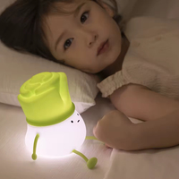 Lampe LED en silicone pour enfants, veilleuse jouet, lampe de chevet colorée en forme de dessin animé, capteur tactile, portable, cadeau, éclairage intelligent