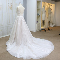 Très populaire robe de mariée A-ligne avec feuille dentelle sans manches haut fournisseur de robe de mariée