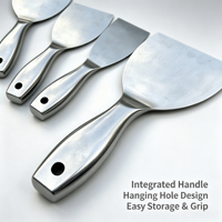 Spatule à peinture industrielle en acier inoxydable de qualité professionnelle, à tête plate, type couteau plat, bord flexible, épaisseur de la lame 0,8 mm, OEM