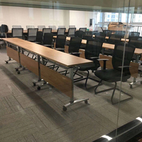 Bureau de travail extensible moderne de 1,4 m avec roulettes, design pliable pour la maison, le bureau, l'école, la formation