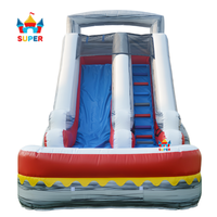 Toboggan aquatique gonflable direct usine avec piscine amovible, design gris marbré, aires de jeux aquatiques pour enfants pour l'été et les loisirs en plein air