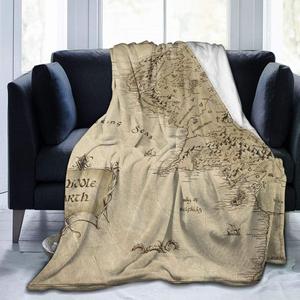 Couverture et jeté <span class=keywords><strong>de</strong></span> <span class=keywords><strong>lit</strong></span> en flanelle douce moderne tissée personnalisable avec carte <span class=keywords><strong>de</strong></span> la Terre du Milieu, légère et durable, pour la décoration d'intérieur hivernale - Product Image 1