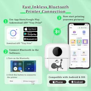 Mini stampante tascabile termica senza fili portatile 200 bianco nero dpi note di ricevuta Mobile <span class=keywords><strong>foto</strong></span> etichetta adesiva - Product Image 6