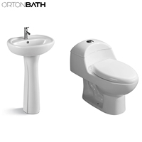 ORTONBATH-Cuvette de toilette SIPHONIQUE INODORO en céramique, piédestal, cuvette avec lavabo