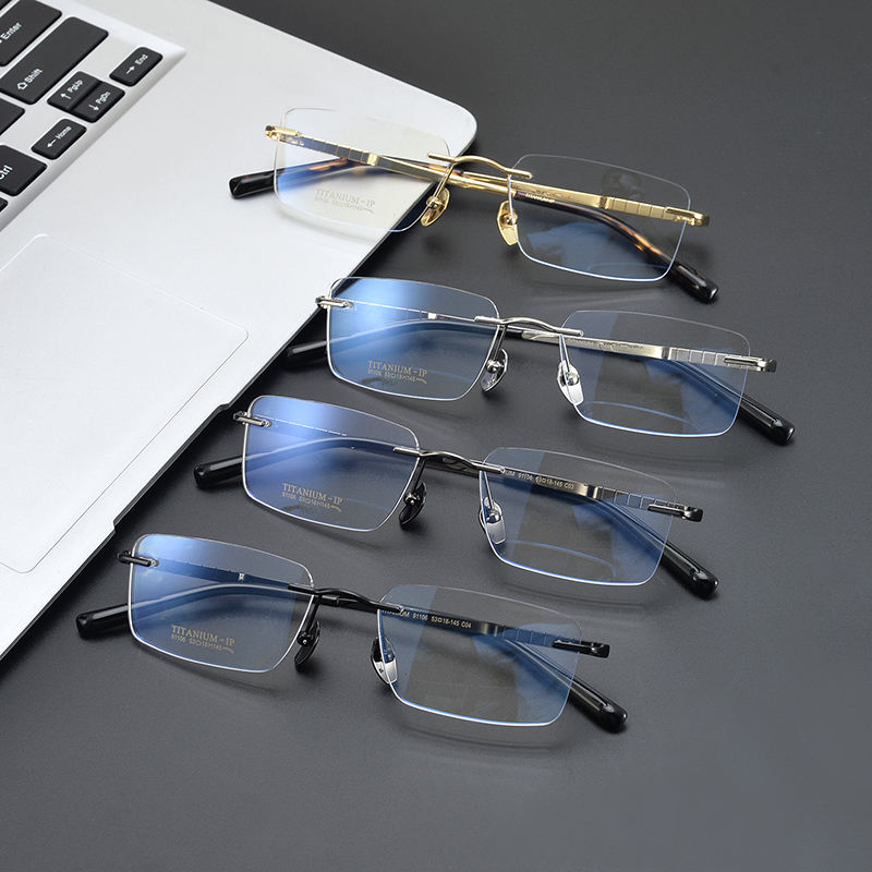 High Quality Titanium Rimless Frames Spectacles Optical Eye Glass Glasses  for Men CS91106