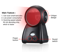 Scanner de codes-barres 2D CMOS omnidirectionnel de bureau, mains libres, commutation libre entre les codes 1D et 2D, codes QR noir et blanc, caisse enregistreuse