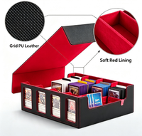 Boîte de rangement pour cartes en PU à 4 rangées, grande capacité (plus de 3000 cartes), boîte de rangement pour cartes Commander pour personnalisation de cartes TCG