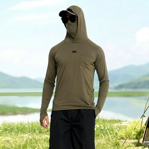 เสื้อกันแดดผู้ชาย แขนยาว น้ำหนักเบา UPF 50+ ผ้าโพลีเอสเตอร์ มีฮู้ด ระบายอากาศได้ดี เหมาะสำหรับตกปลา - Product Image 1