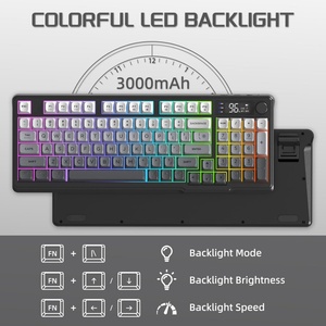 Teclado Mecánico Inalámbrico para Juegos Free Wolf M96 <span class=keywords><strong>de</strong></span> 94 Teclas, Retroiluminación RGB, Perilla Multimedia, Pantalla LCD, Modo Dual BT/2.4Ghz para Escritorio - Product Image 5