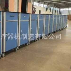 Medical Bedside <b>Table</b> With <b>Wheels</b> Metal Cabinet Hospital Use Durable Contemporary Design Two Layers Flat Panel Door - Product Image 2
