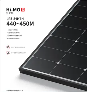 Longi Hi-Mo6 440w ~ 450w Alta Potência Com 25 anos de Garantia Eficiência Superior até 23,0% Mono Módulo Solar Preto Fornecedor Dourado