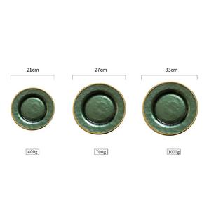 Sıcak satış açık lüks yeşil altın cam çok renkli altın jant yemek cam yemekleri plaka düğün dekorasyon altında şarj - Product Image 2