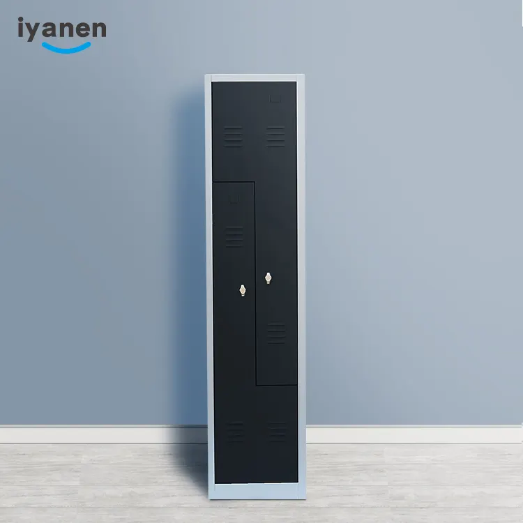 Индивидуальный Новый стиль, двухцветный L-образный раздевальный шкафчик для школы, тренажерного зала, стальной Z-образный дверной металлический шкафчик