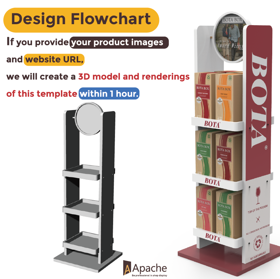 Apache Customized Wooden Display Stand Wine Display Rack Shelf for Supermarket — view 2
