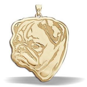 Yiwu aceon thép không gỉ cắt ra vật nuôi động vật đầu hình ảnh kết cấu chạm khắc vật nuôi cổ áo đồ trang sức sống động pug dog Chân Dung Mặt dây chuyền tag - Product Image 2