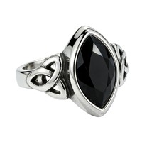 Bague en acier inoxydable plaqué argent/or avec incrustation de pierres précieuses bleues/rouges/noires, motif nœud celtique, pour homme, alliance de mariage, bijoux de mode