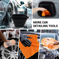 Ensemble complet de lavage de voiture 5 pièces : seau de lavage, serviette de lavage, produits de detailing automobile, chiffon de nettoyage en microfibre, seau pliable