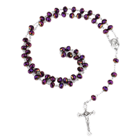 Mecrt Collier Chapelet Religieux Catholique Vierge Marie Croix Crucifix Perles de Verre Vente en Gros Cadeau