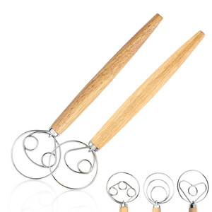 Dough <b>mixer</b> with oak handle, hand whisk, stainless steel flour <b>grinder</b>, baking dough <b>mixer</b>, wooden <b>mixer</b> - Product Image 1