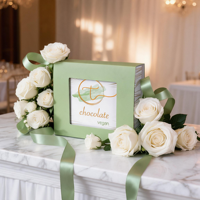 Boîte d'emballage personnalisée vert clair pour chocolat avec fenêtre transparente, boîte cadeau en papier vide de qualité alimentaire pour bonbons, biscuits, truffes