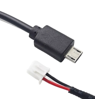 Kustom 0.3M micro-usb Male to XH2.54 2P Jst kabel tembaga murni dengan jaket PVC dan pelindung Foil