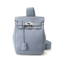 Sac de poitrine carré en cuir pleine fleur Togo, unisexe, grande capacité, sac bandoulière/sac banane, doublure en nylon, fermoirs