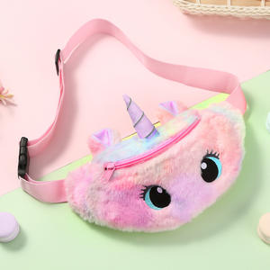 Cartoon Kinder Schüler Geschenke Süße Augen Stickerei Einhorn Weiche Fleece Plüsch Taillen tasche mit verstellbarem Riemen für Mädchen - Product Image 3