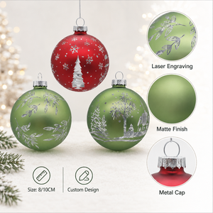 Palline <span class=keywords><strong>di</strong></span> Vetro Personalizzabili con Incisione Laser per Natale, Decorazioni per Albero <span class=keywords><strong>di</strong></span> Natale all'Ingrosso per Marchi e Rivenditori - Product Image 3