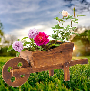 Jardinière <span class=keywords><strong>en</strong></span> <span class=keywords><strong>bois</strong></span> naturel rustique pour l'extérieur, pot à fleurs <span class=keywords><strong>en</strong></span> forme <span class=keywords><strong>de</strong></span> <span class=keywords><strong>brouette</strong></span>, pot <span class=keywords><strong>de</strong></span> plante décoratif multifonctionnel - Product Image 3
