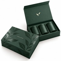 Boîte cadeau rigide vert foncé personnalisée avec logo, couvercle à charnière, vernis sélectif et trois compartiments pour cadeaux d'entreprise (vente en gros)