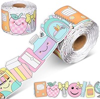 Rouleau d'autocollants muraux auto-adhésifs pour tableau d'affichage scolaire, 33 pieds, motifs mignons de cartables et cahiers, pour l'apprentissage en classe