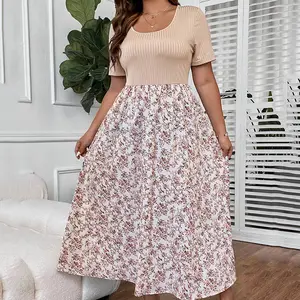 Tùy chỉnh nhà máy tùy chỉnh bán buôn tím hoa midi, áo quá khổ bên giản dị Dresses/