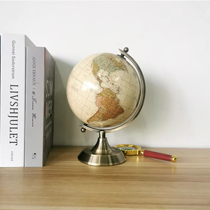 Decoración de globo de escritorio Europea popular moderna, base de metal de estilo antiguo, globo terráqueo con mapa del mundo - Product Image 1