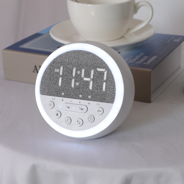 New Smart 6 in 1 White Noise Machine Sleep -Wake Companion Kids  Sleep Trainer Alarm Table Clocks RGB Night Light Music  Timer