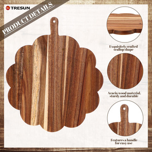 Tablas de Madera de Acacia con Borde Festoneado Personalizadas, Tabla de Cortar de Madera para Pan, Carne, Frutas, Queso, Suministros para Carnicería - Product Image 3