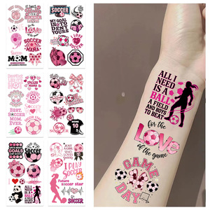Tatouages temporaires mignons roses sur le thème du football pour le visage et les bras, imperméables, idéaux pour les fêtes de football, les cadeaux d'<span class=keywords><strong>anniversaire</strong></span> et les remplissements de sacs cadeaux - Product Image 4