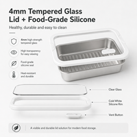 Boîte à lunch en verre transparent anti-explosion avec couvercle visible, boîte de rangement scellée pour réfrigérateur, boîtes bento en acier inoxydable 304
