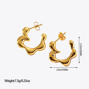 Pendientes de Acero Inoxidable con Baño de Oro de 18K, Diseño Geométrico, Unisex, Venta al Por Mayor QX - Product Image 6