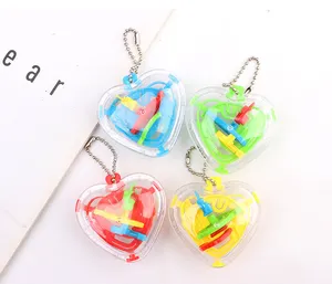 HLC011 3D Maze Heart Funny Kids Stress Toy With Steel Ball Puzzle Unzip Educational Toys Heart Maze Ball Toy Keychain