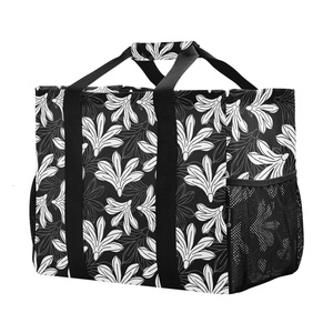 Bolsa de Playa Personalizada con Diseño de Flores Hawaianas Aloha, Bolsa de Almacenamiento Grande, Cesto para Ropa Sucia, Bolsa Protectora con Asas Negras - Product Image 1