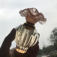 Flacons compte-gouttes d'huile essentielle de 12 ml, fond épais en verre, bouchons en cristal rose en forme de fleur, flacons de sérum uniques FUYI FYDB027, usage cosmétique