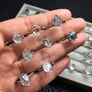 خاتم من الفضة عيار 925 مع حجر هيركيمر الماسي الطبيعي بسعر الجملة، مجوهرات كريستالية قابلة للتعديل كهدية - Product Image 3