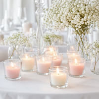 Vente en gros de porte-bougies en verre transparent, base épaisse, coupelle votive, capacités variées, pour la décoration d'ambiance à la maison et à l'hôtel