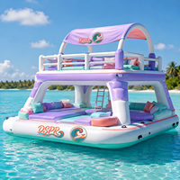 Plateforme flottante gonflable avec table de bar, canapé et parasol pour lac, plage, yacht, marina, fête, détente