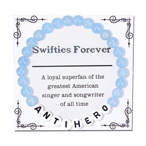 สร้อยข้อมือยางยืดสไตล์เทย์เลอร์ สวิฟท์ ประดับด้วยหินธรรมชาติและตัวอักษร TS โพลีเมอร์เคลย์ สำหรับแฟนคลับ สร้อยข้อมือมิตรภาพ ขายส่ง - Product Image 4