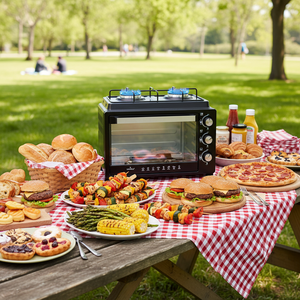 <span class=keywords><strong>Mini</strong></span>-<span class=keywords><strong>four</strong></span> à gaz <span class=keywords><strong>2</strong></span> brûleurs 30L avec grill, automatique et facile à nettoyer, compact pour la maison et le camping en extérieur - Product Image 1
