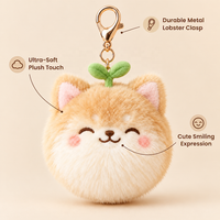 Porte-clés personnalisé en peluche Shiba Inu, animal en peluche, boule de fourrure moelleuse Kawaii, miroir suspendu, ornement de voiture, accessoire en peluche