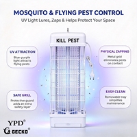 GECKO 10W 15W 18W UV LED Destructeur d'insectes électronique, Lampe anti-moustiques silencieuse pour la maison, la cuisine, les restaurants et les hôtels