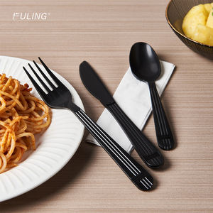 पूर्ण कस्टम लोगो डिस्पोजेबल कटलरी सेट रेस्तरां टेकवे चाकू फोर्क चम्मच प्लास्टिक सिल्वरवेयर किट - Product Image 2